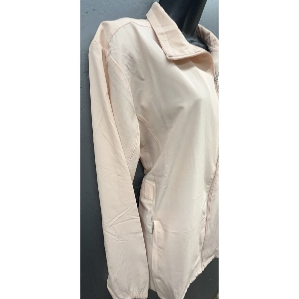 Windbreaker Jacket Women L Petal Pink Full Zip Pockets Athleisure Coastal Hike - Picture 3 of 12